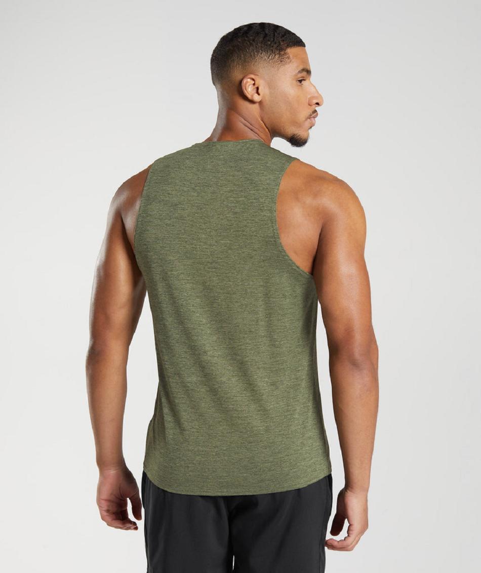 Camiseta Tirantes Gymshark Arrival Slim Marl Hombre Verde Oliva Verde Oliva | CO 3177BEX